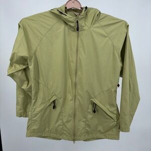 Woolrich Womens Celadon Green Hooded Windbreaker Jacket Full Zip Size L 15042